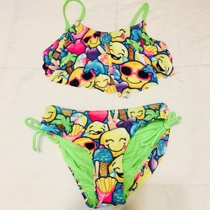 Justice Girls Emoji Bikini Swimsuit (Size 10)